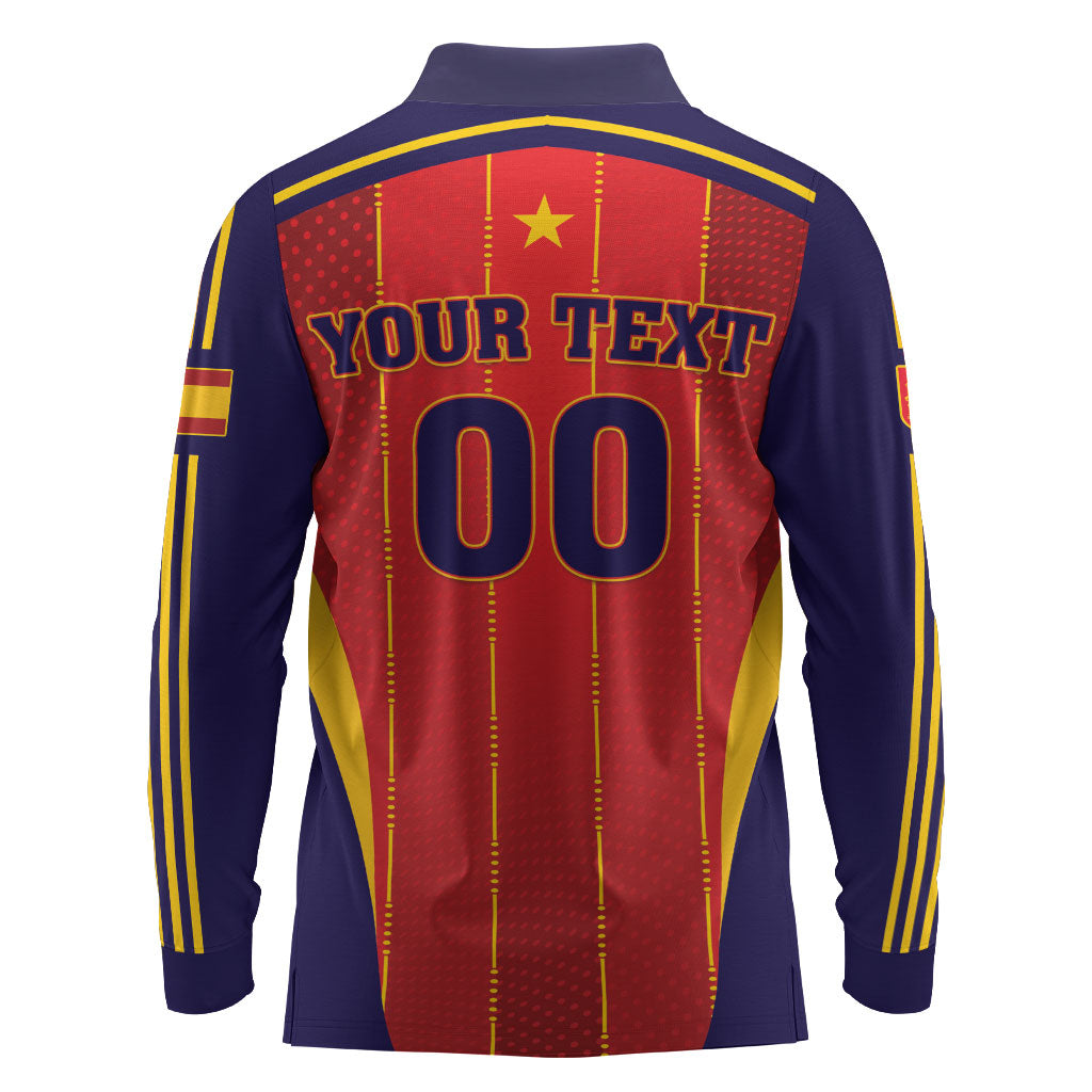 Custom Spain 2026 World Football Long Sleeve Polo Shirt Vamos Espana