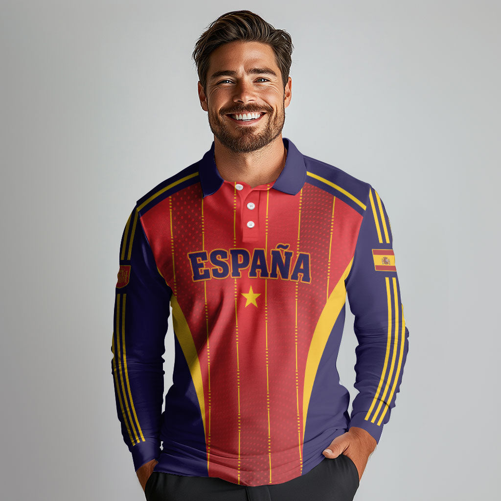Custom Spain 2026 World Football Long Sleeve Polo Shirt Vamos Espana