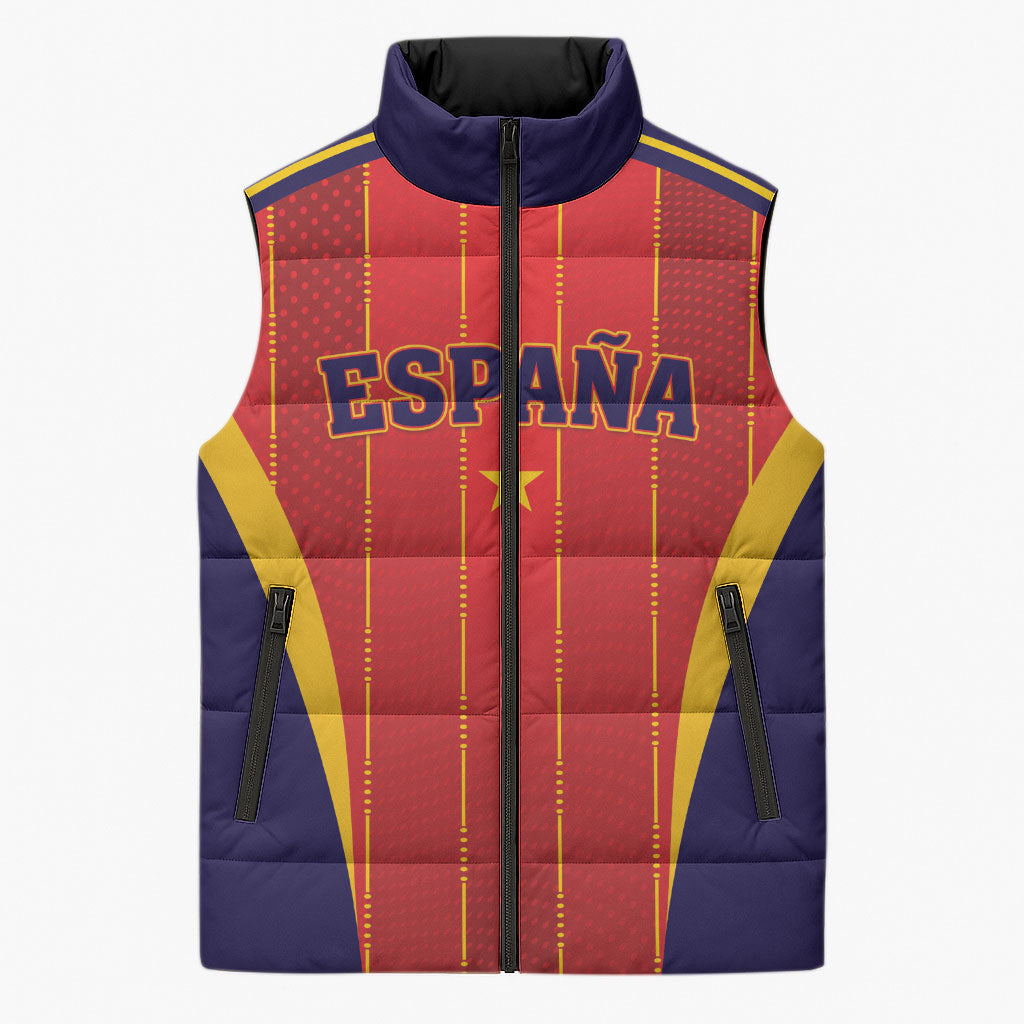 Custom Spain 2026 World Football Sleeveless Puffer Jacket Vamos Espana