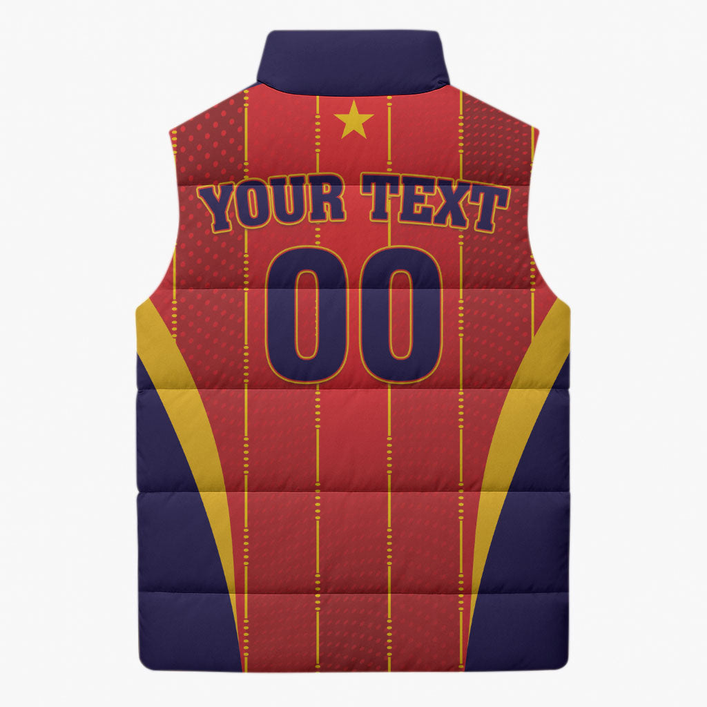 Custom Spain 2026 World Football Sleeveless Puffer Jacket Vamos Espana