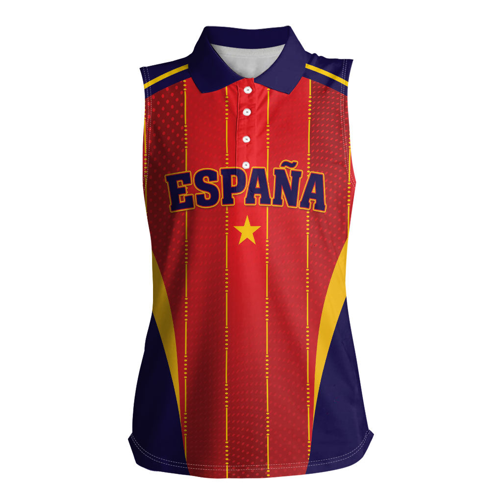 Custom Spain 2026 World Football Women Sleeveless Polo Shirt Vamos Espana