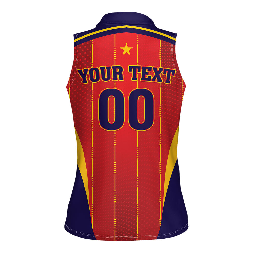 Custom Spain 2026 World Football Women Sleeveless Polo Shirt Vamos Espana