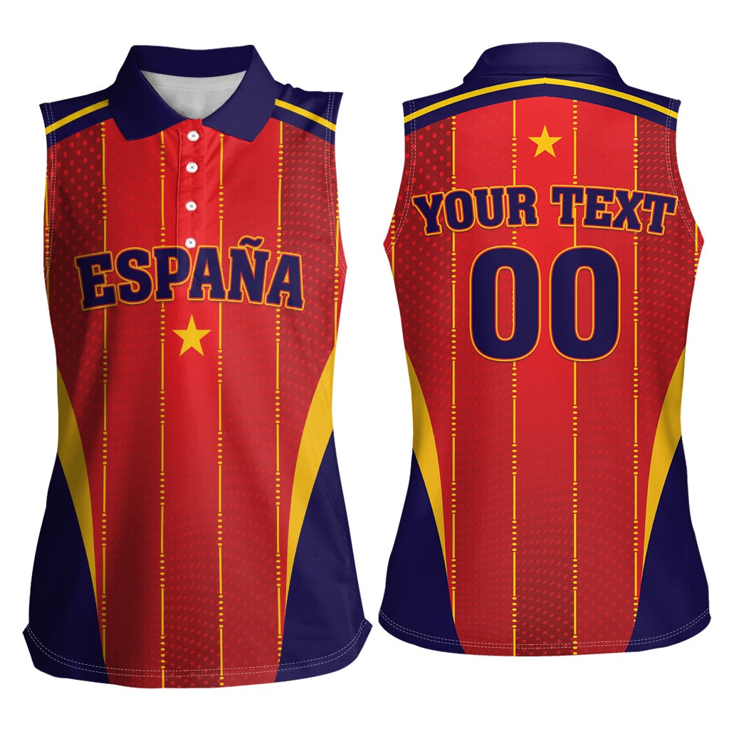 Custom Spain 2026 World Football Women Sleeveless Polo Shirt Vamos Espana