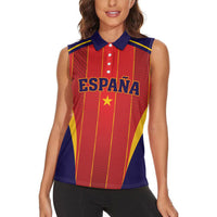 Custom Spain 2026 World Football Women Sleeveless Polo Shirt Vamos Espana