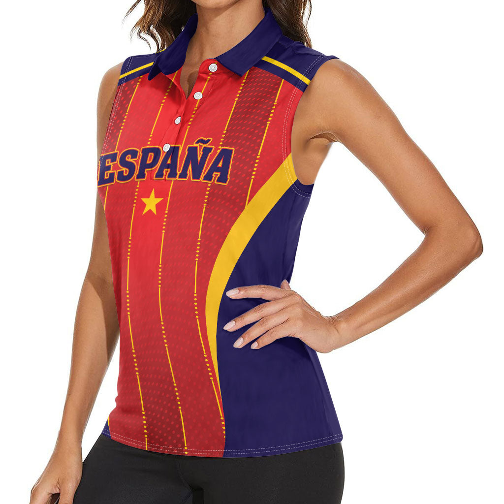 Custom Spain 2026 World Football Women Sleeveless Polo Shirt Vamos Espana