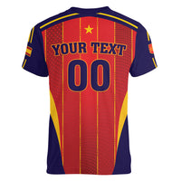 Custom Spain 2026 World Football Women V-Neck T-Shirt Vamos Espana