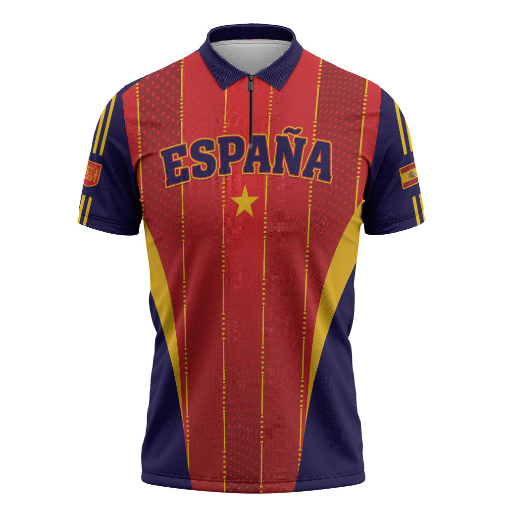 Custom Spain 2026 World Football Zipper Polo Shirt Vamos Espana