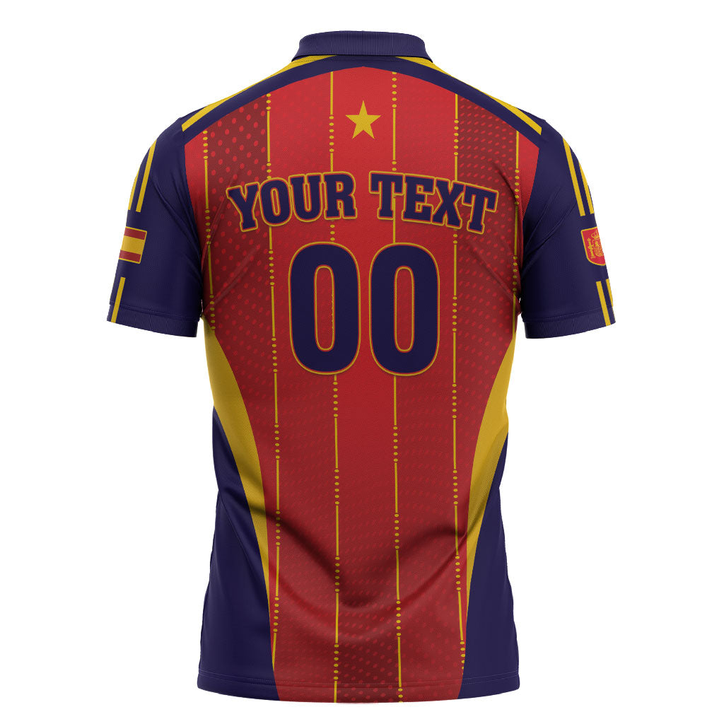 Custom Spain 2026 World Football Zipper Polo Shirt Vamos Espana