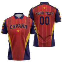 Custom Spain 2026 World Football Zipper Polo Shirt Vamos Espana