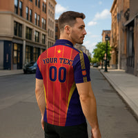 Custom Spain 2026 World Football Zipper Polo Shirt Vamos Espana