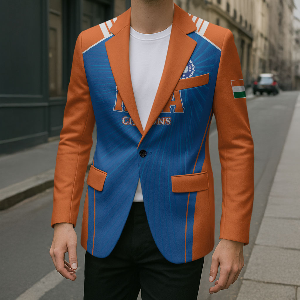 Custom India 2026 World Cricket Blazer Women in Blue Go Champions