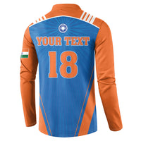 Custom India 2026 World Cricket Button Sweatshirt Women in Blue Go Champions