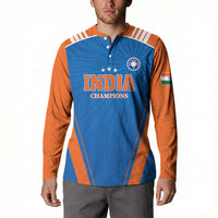 Custom India 2026 World Cricket Button Sweatshirt Women in Blue Go Champions