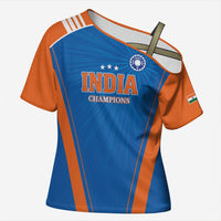 Custom India 2026 World Cricket Cross Shoulder Shirt Women in Blue Go Champions