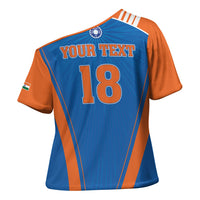 Custom India 2026 World Cricket Cross Shoulder Shirt Women in Blue Go Champions