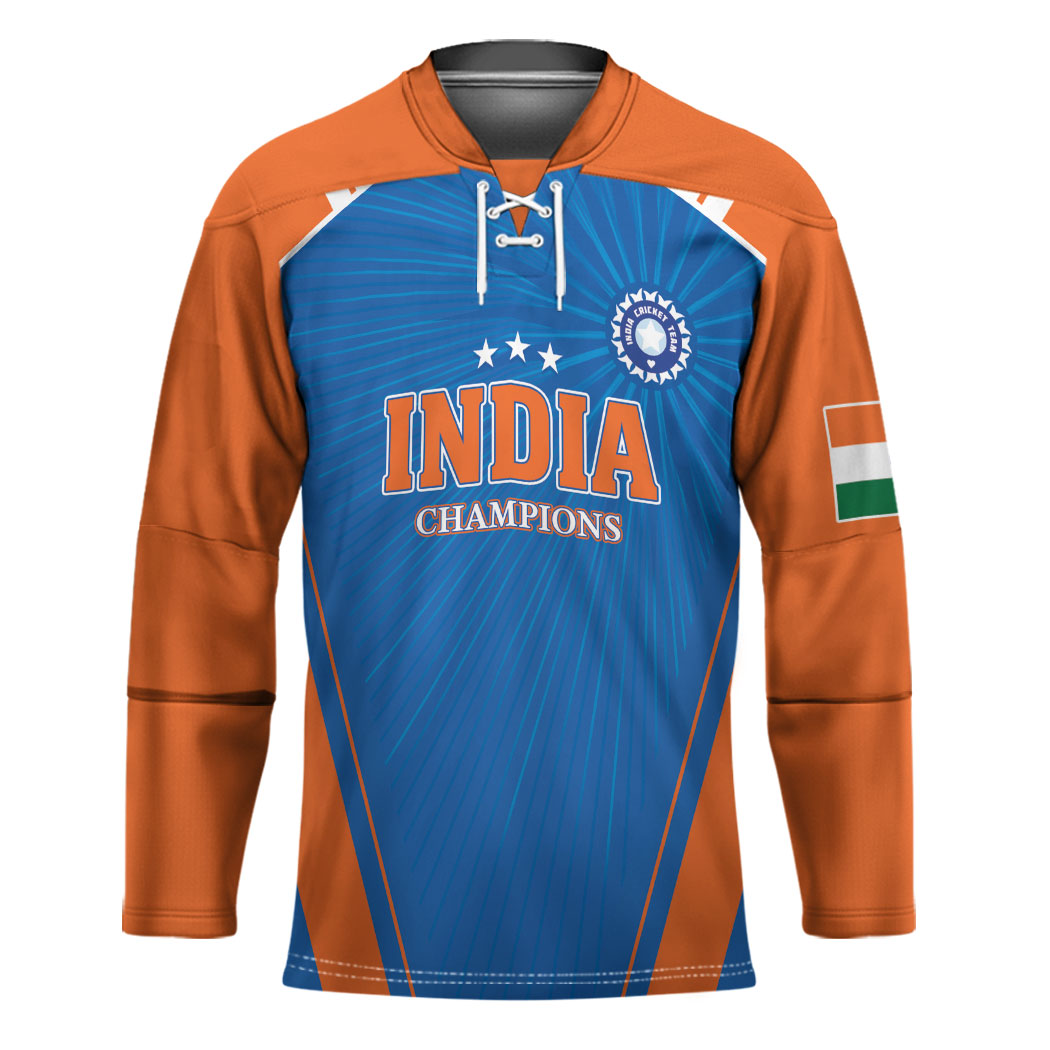 Custom India 2026 World Cricket Hockey Jersey Women in Blue Go Champions