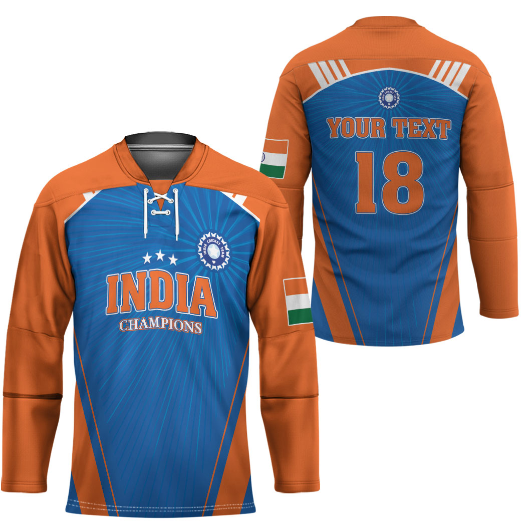 Custom India 2026 World Cricket Hockey Jersey Women in Blue Go Champions