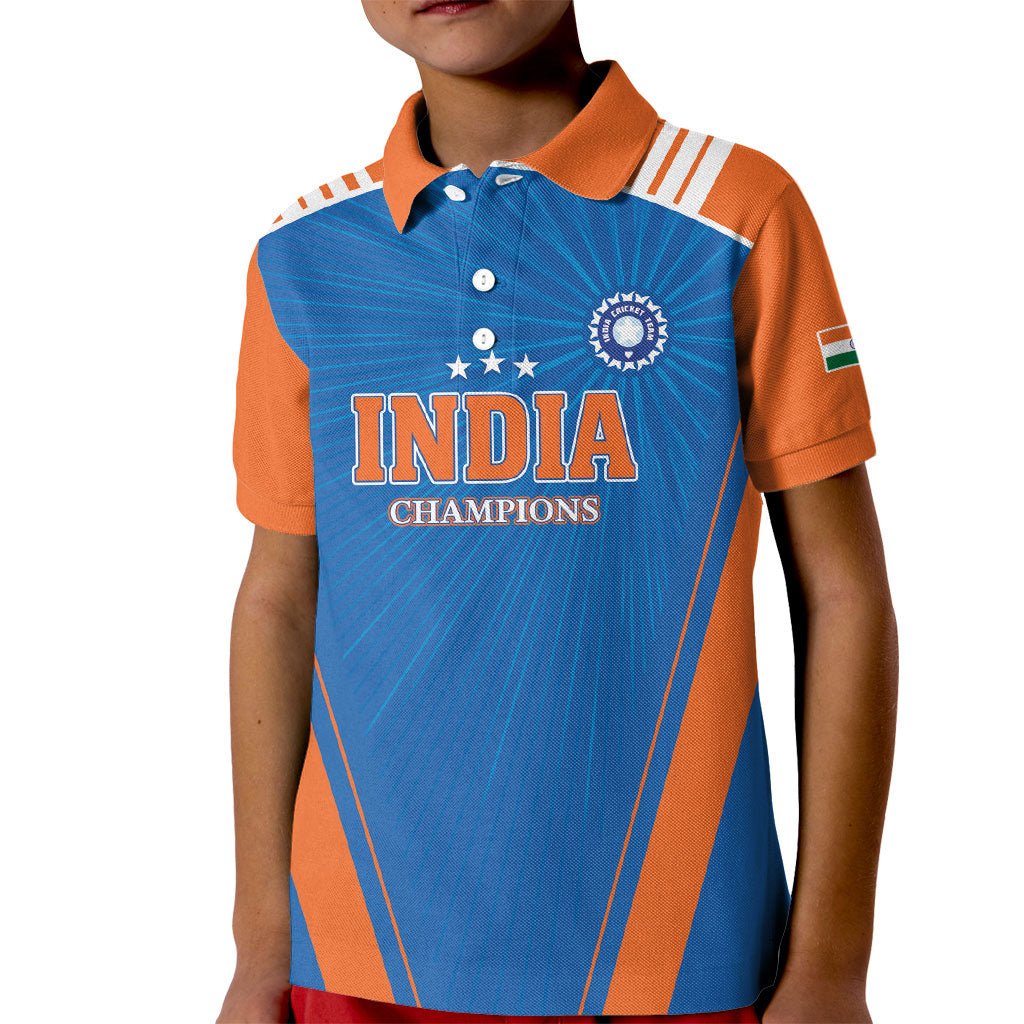 Custom India 2026 World Cricket Kid Polo Shirt Women in Blue Go Champions