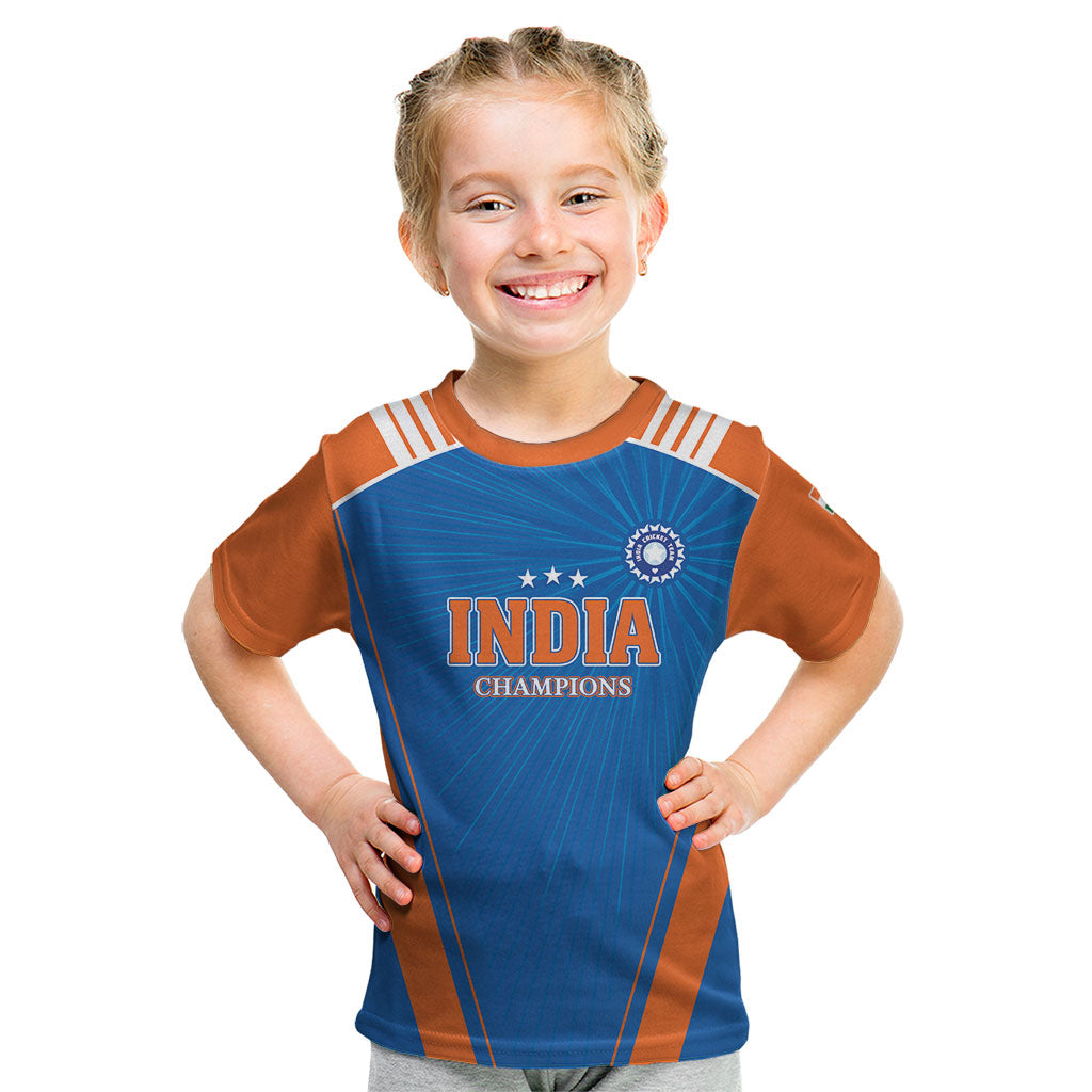 Custom India 2026 World Cricket Kid T Shirt Women in Blue Go Champions