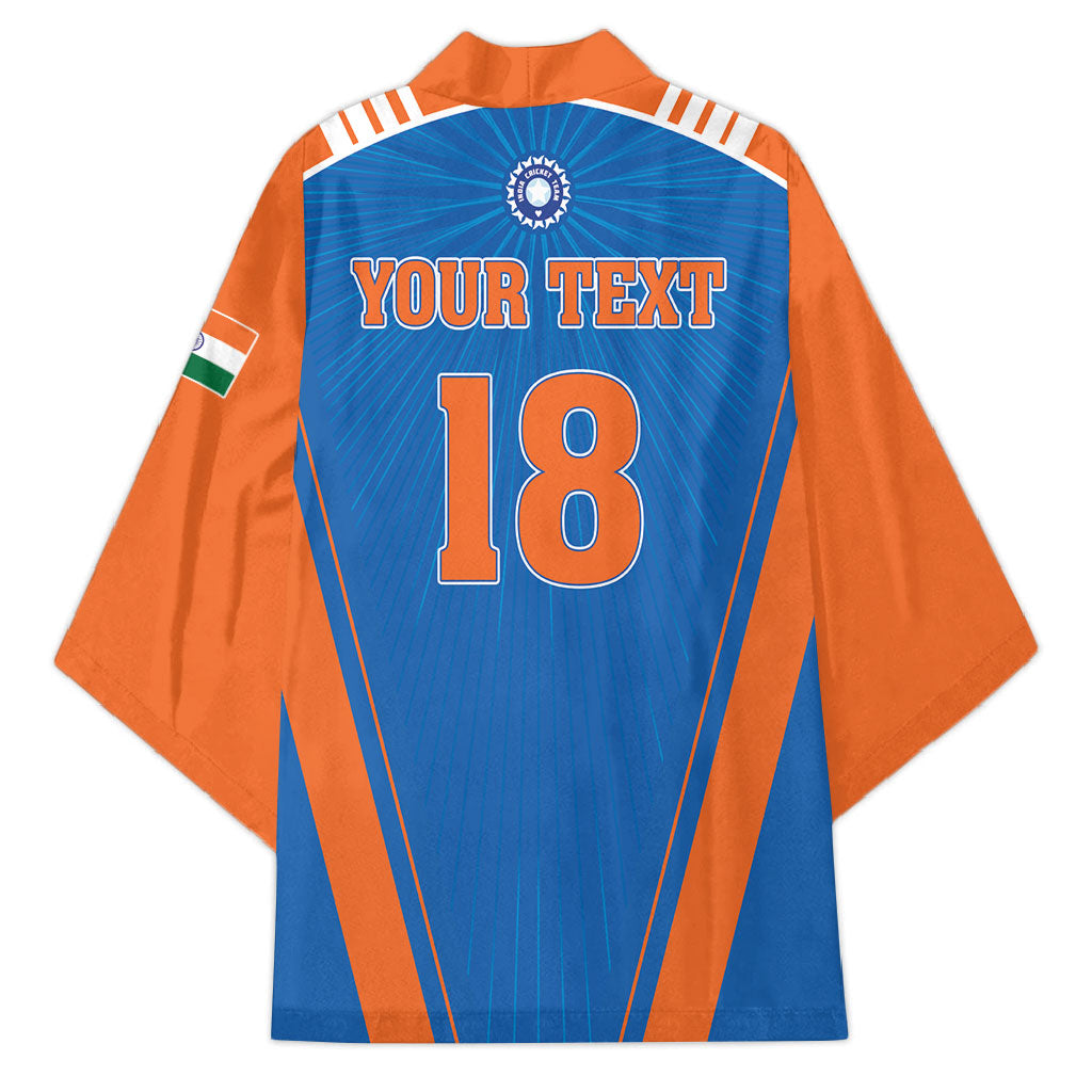 Custom India 2026 World Cricket Kimono Women in Blue Go Champions