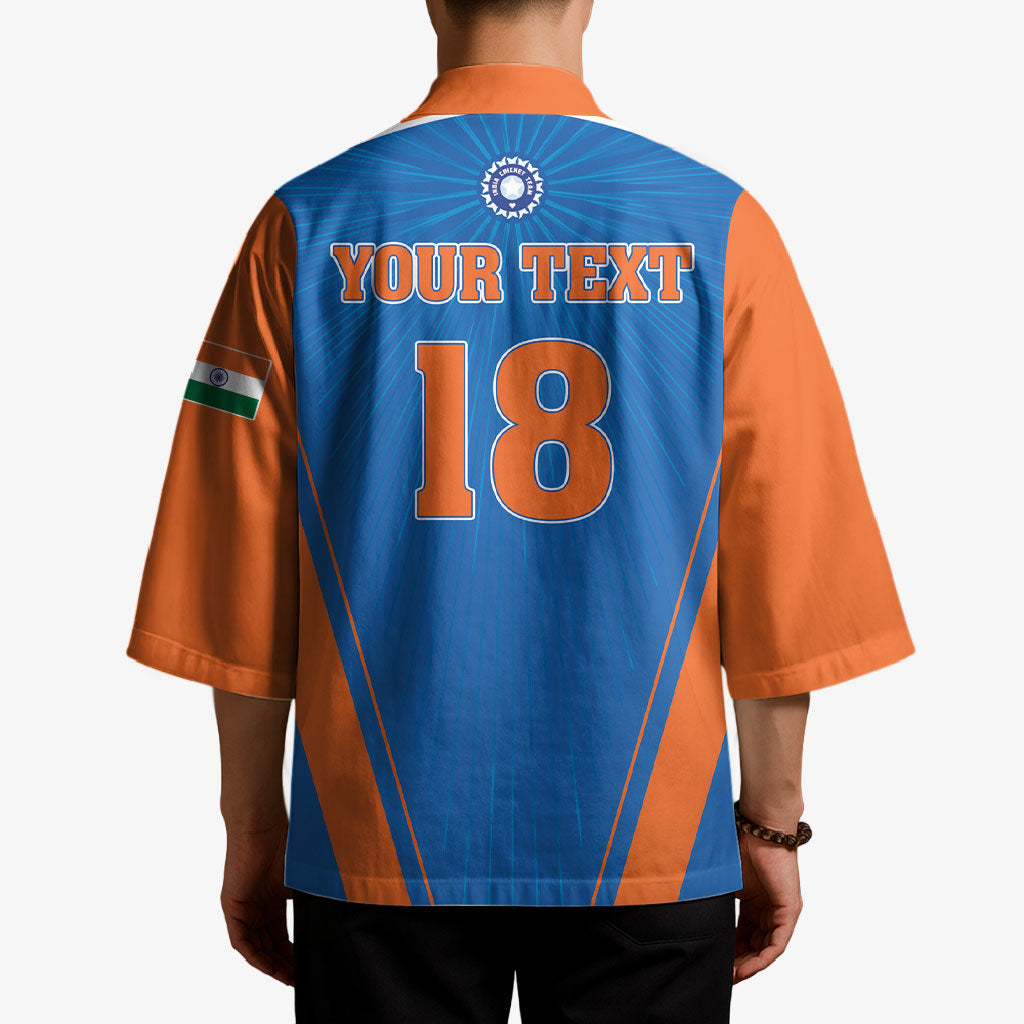 Custom India 2026 World Cricket Kimono Women in Blue Go Champions