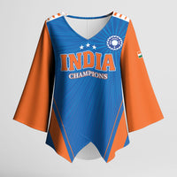 Custom India 2026 World Cricket Kimono Sleeve Blouse Women in Blue Go Champions