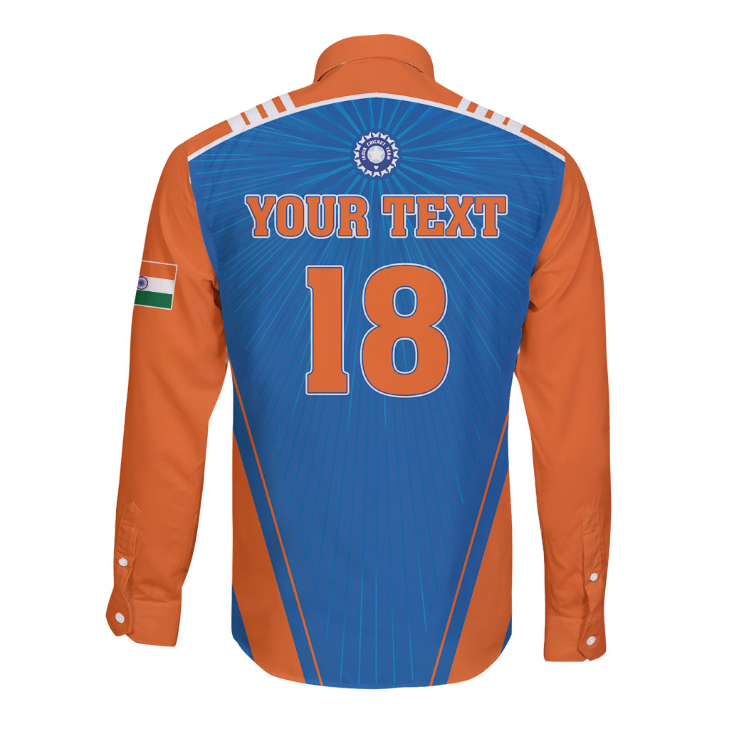 Custom India 2026 World Cricket Long Sleeve Button Shirt Women in Blue Go Champions