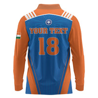 Custom India 2026 World Cricket Long Sleeve Polo Shirt Women in Blue Go Champions
