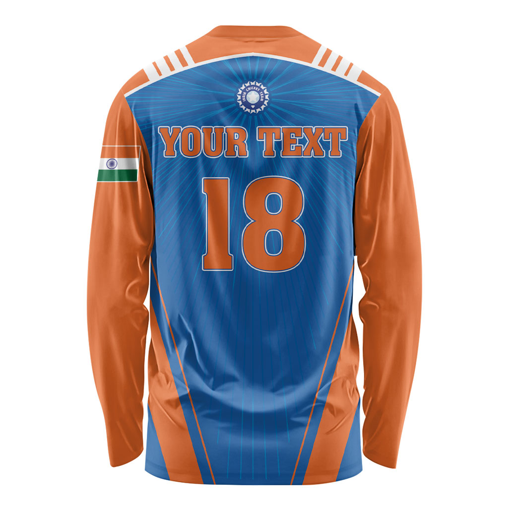 Custom India 2026 World Cricket Long Sleeve Shirt Women in Blue Go Champions