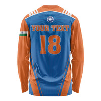 Custom India 2026 World Cricket Long Sleeve Shirt Women in Blue Go Champions