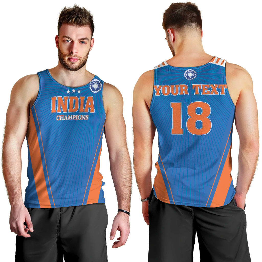 Custom India 2026 World Cricket Men Tank Top Women in Blue Go Champions