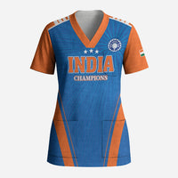 Custom India 2026 World Cricket Scrub Top Women in Blue Go Champions