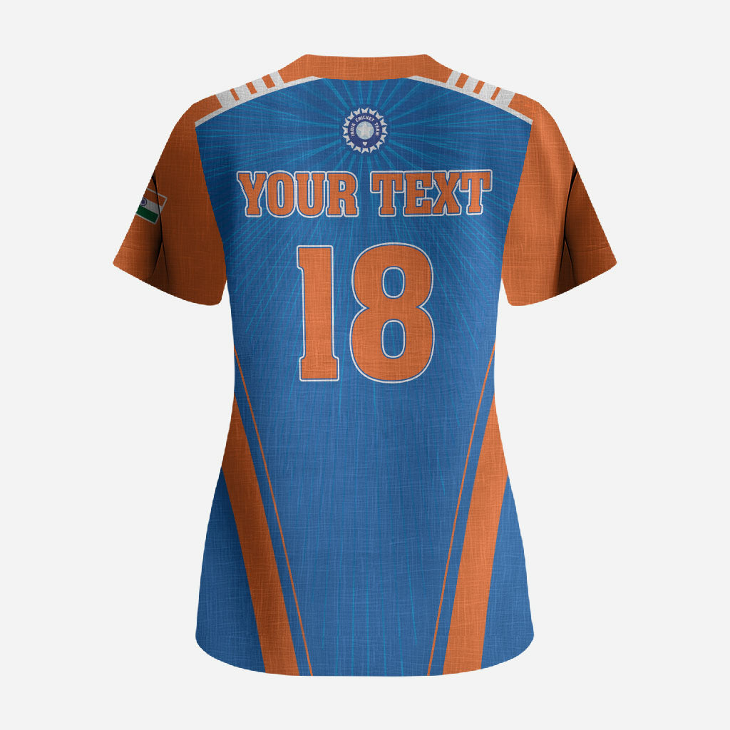 Custom India 2026 World Cricket Scrub Top Women in Blue Go Champions
