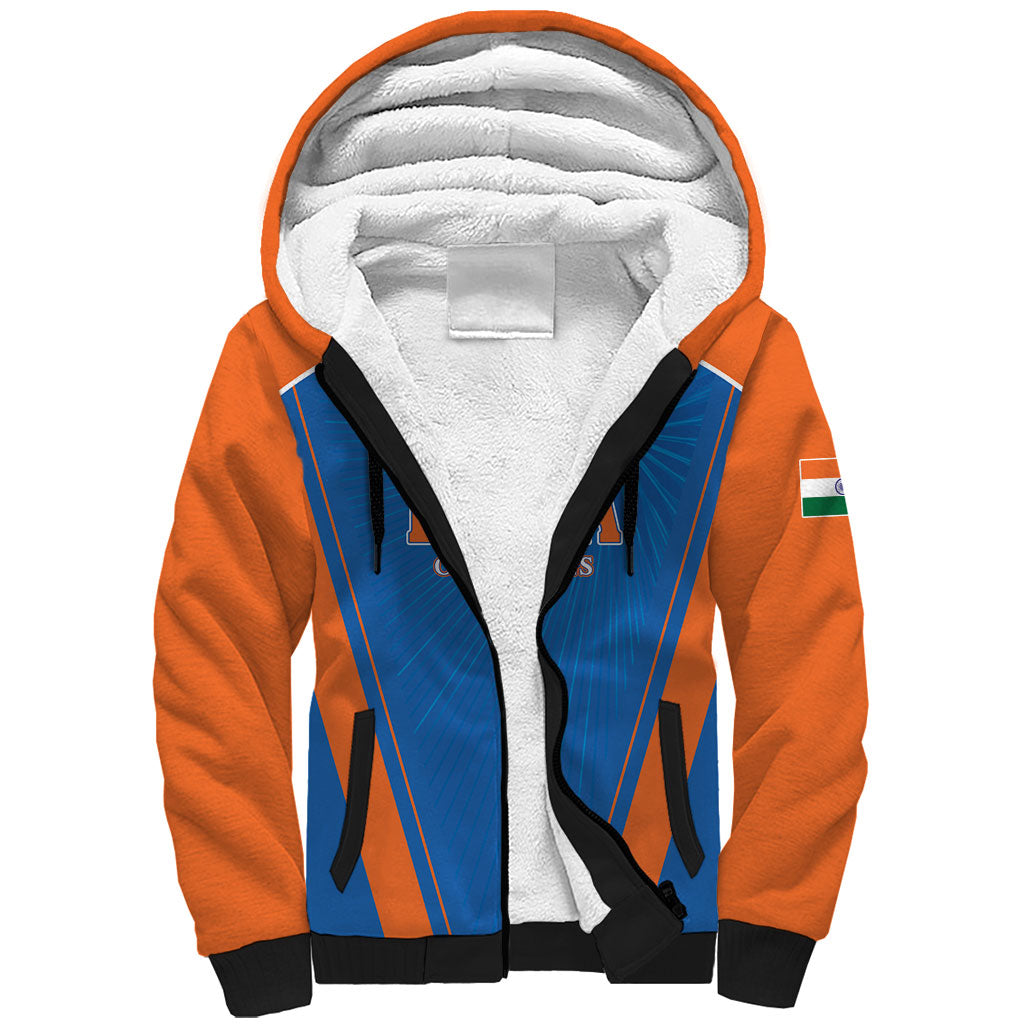 Custom India 2026 World Cricket Sherpa Hoodie Women in Blue Go Champions
