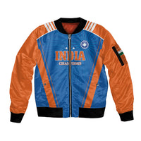 Custom India 2026 World Cricket Sleeve Zip Bomber Jacket Women in Blue Go Champions
