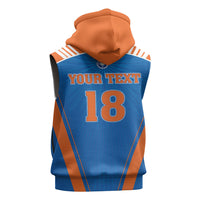 Custom India 2026 World Cricket Sleeveless Hoodie Women in Blue Go Champions