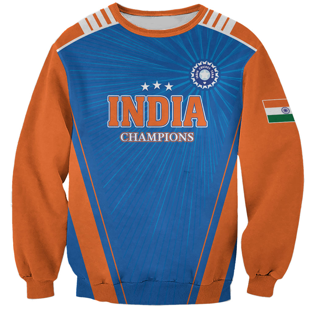 Custom India 2026 World Cricket Sweatshirt Women in Blue Go Champions