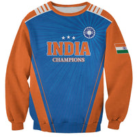 Custom India 2026 World Cricket Sweatshirt Women in Blue Go Champions