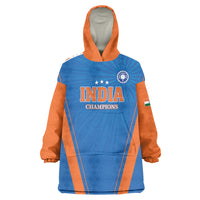 Custom India 2026 World Cricket Wearable Blanket Hoodie Women in Blue Go Champions