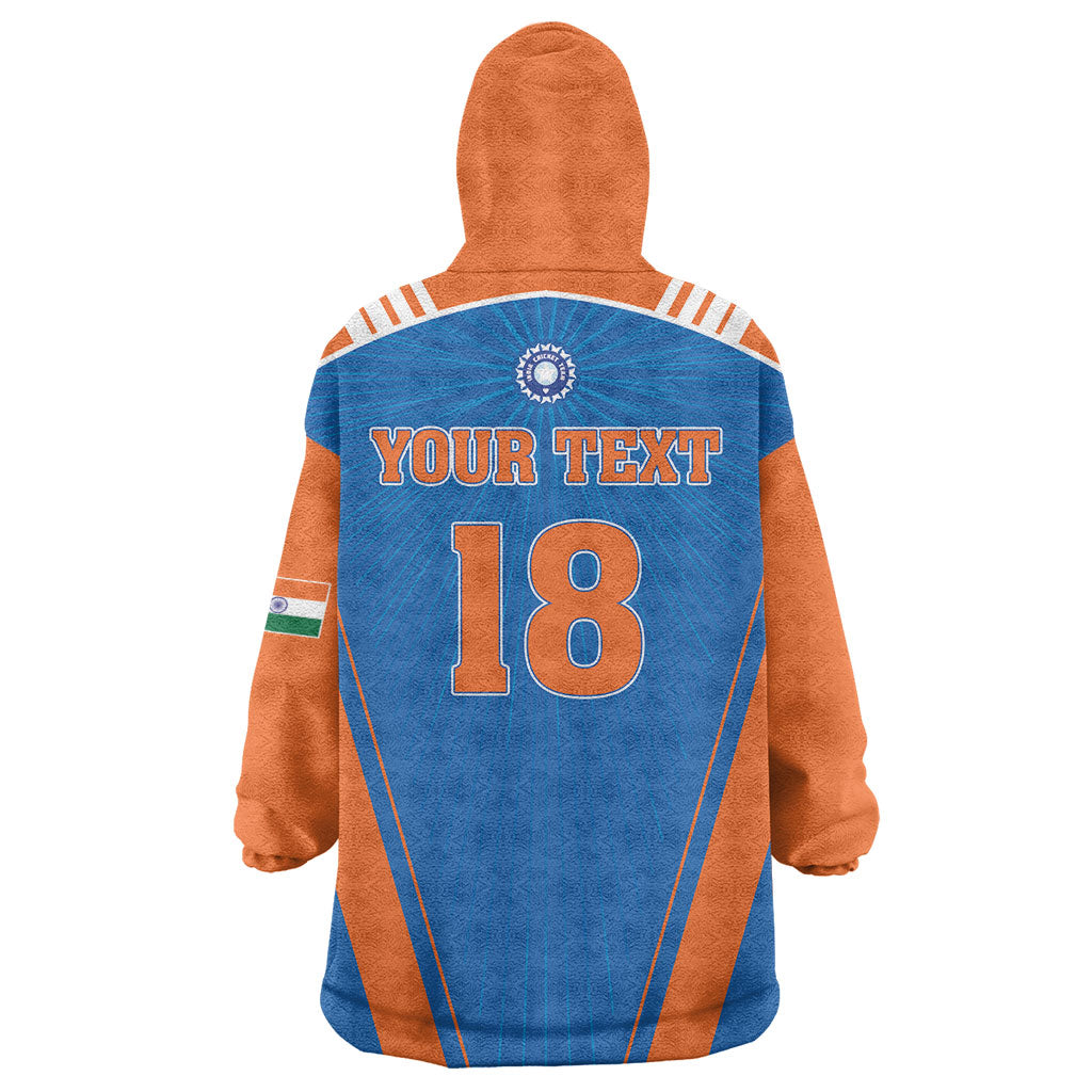 Custom India 2026 World Cricket Wearable Blanket Hoodie Women in Blue Go Champions