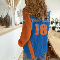 Custom India 2026 World Cricket Women Casual Shirt Women in Blue Go Champions