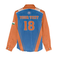 Custom India 2026 World Cricket Women Casual Shirt Women in Blue Go Champions
