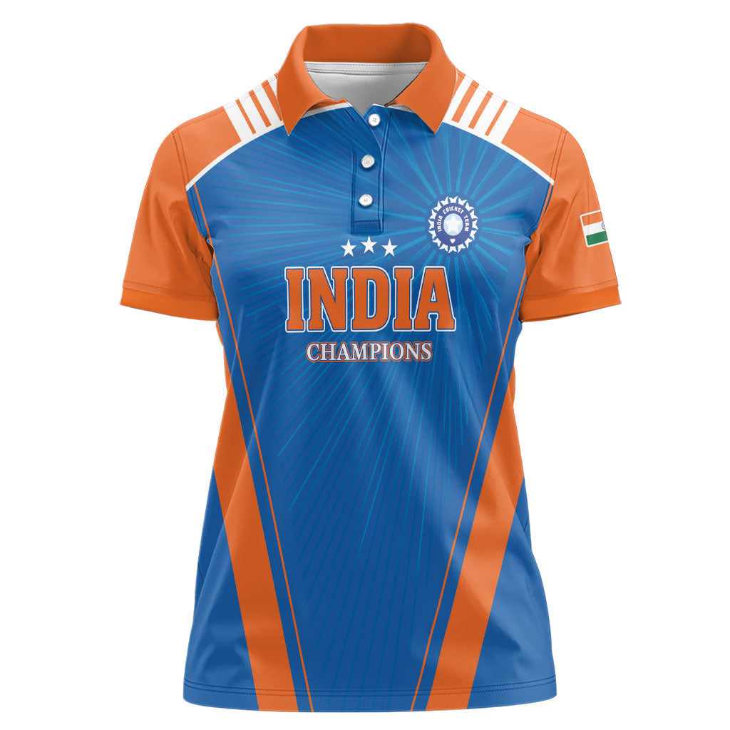 Custom India 2026 World Cricket Women Polo Shirt Women in Blue Go Champions