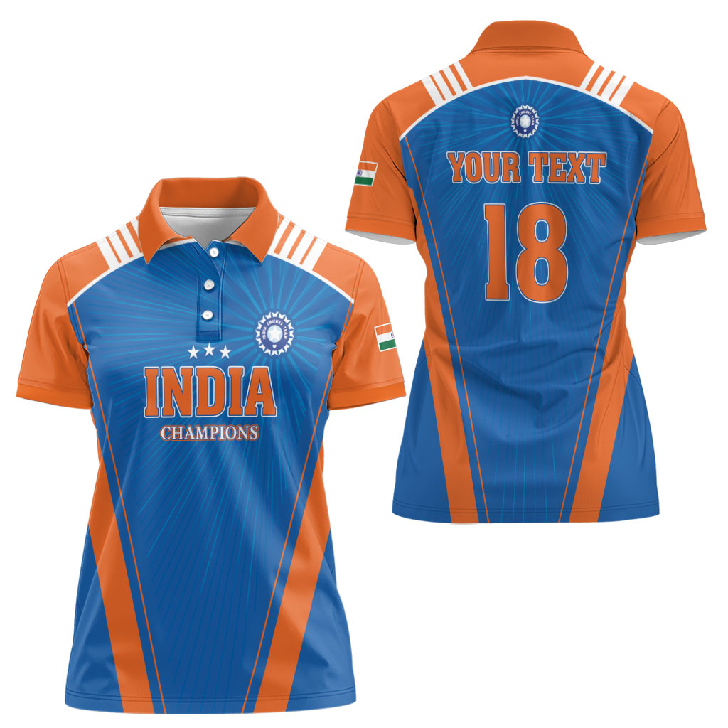 Custom India 2026 World Cricket Women Polo Shirt Women in Blue Go Champions