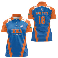 Custom India 2026 World Cricket Women Polo Shirt Women in Blue Go Champions