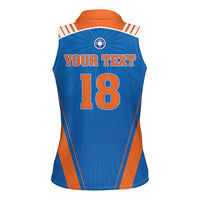 Custom India 2026 World Cricket Women Sleeveless Polo Shirt Women in Blue Go Champions