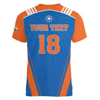 Custom India 2026 World Cricket Women V-Neck T-Shirt Women in Blue Go Champions