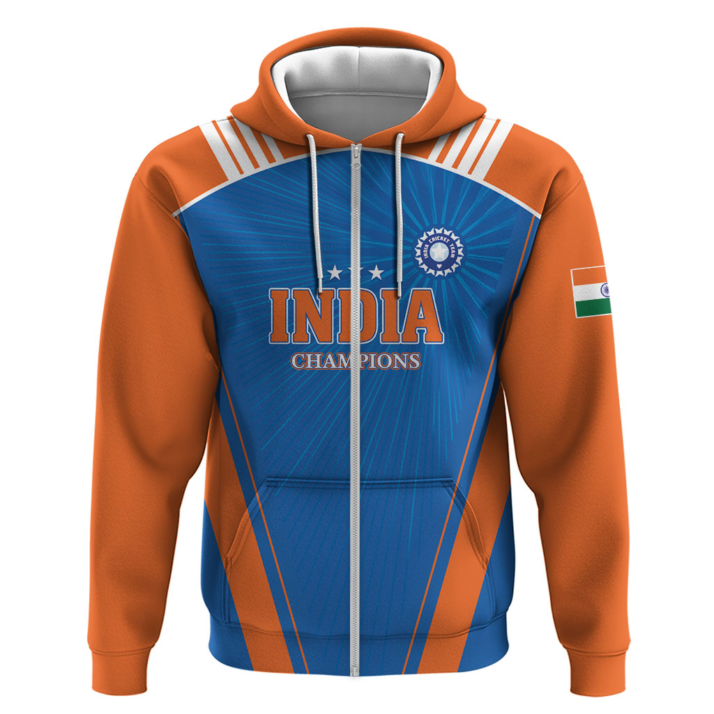 Custom India 2026 World Cricket Zip Hoodie Women in Blue Go Champions