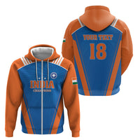 Custom India 2026 World Cricket Zip Hoodie Women in Blue Go Champions