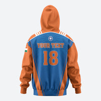 Custom India 2026 World Cricket Zip Hoodie Women in Blue Go Champions